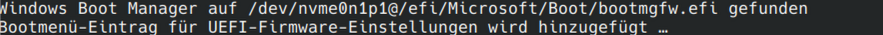 Text: Die Windows-Partion wurde bei der GRUB-Konfiguration gefunden