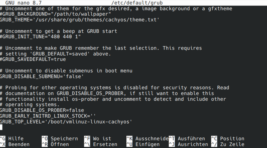cachyOS (Arch Linux) und GRUB: Windows (10/11) fehlt beim Start